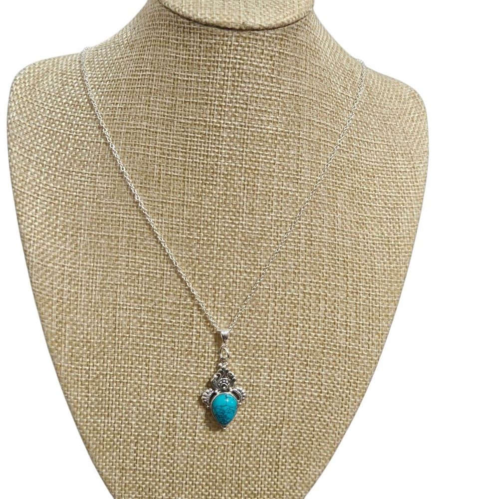 Sterling Silver Turquoise Pendant Necklace